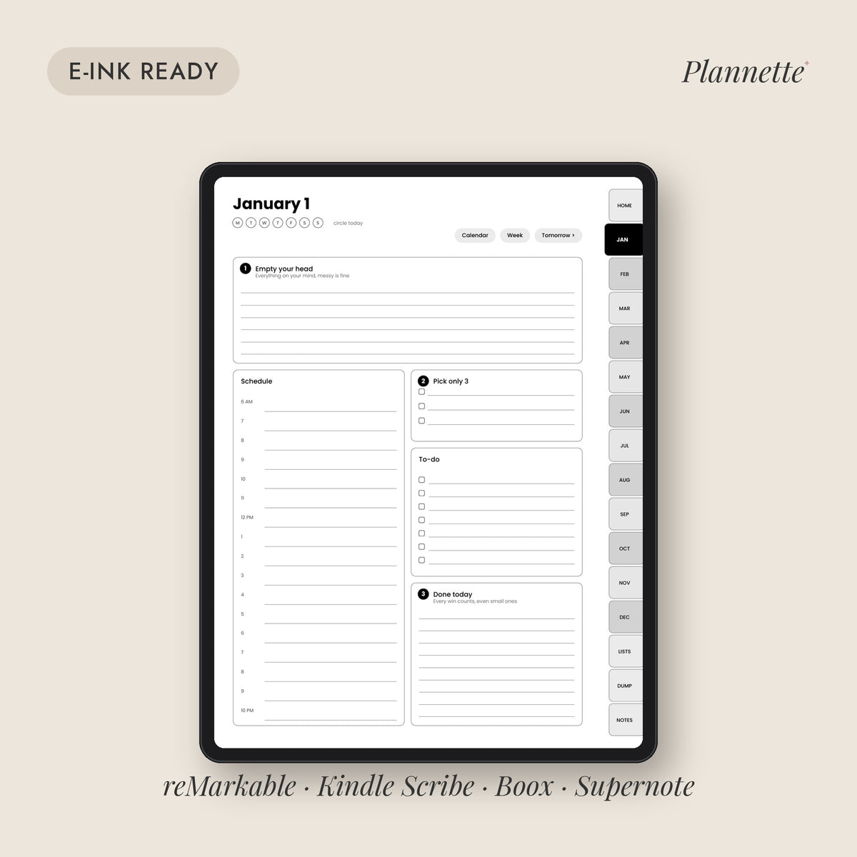 E-ink edition for reMarkable, Kindle Scribe, Boox and Supernote